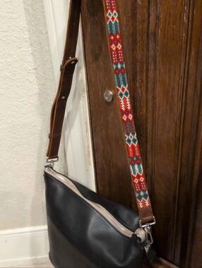 Consuela Embroidered Leather Crossbody Strap